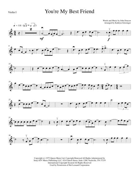 Free Sheet Music You Re My Best Friend String Quartet