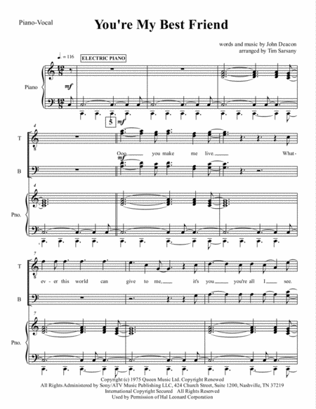 You Re My Best Friend Sheet Music