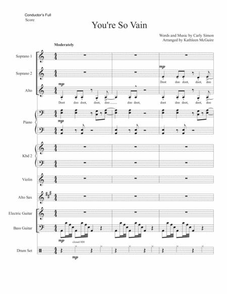 You Re So Vain By Carly Simon Arr Kathleen Mcguire Combo Parts And Score To Accompany Ssa Sheet Music