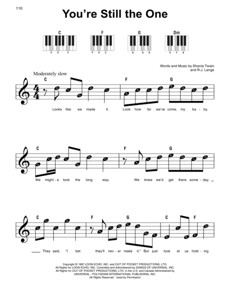 Free Sheet Music You Re Still The One