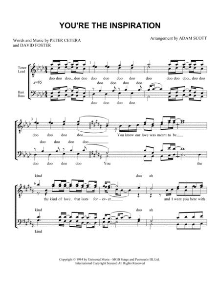 You Re The Inspiration A Cappella Sheet Music