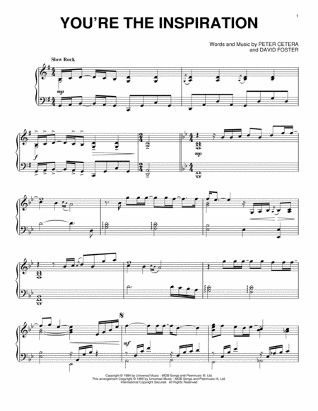 You Re The Inspiration Sheet Music