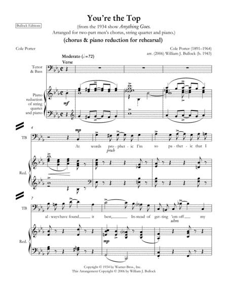 Free Sheet Music You Re The Top Chorus Piano Reduction
