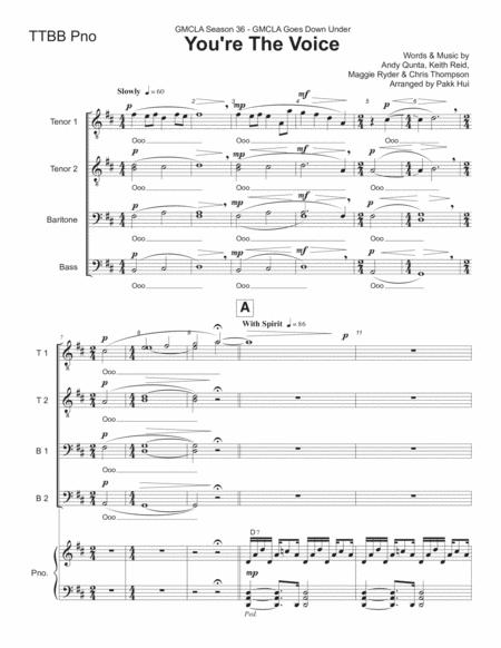 You Re The Voice Ttbb Piano Sheet Music