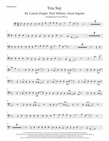 Free Sheet Music You Say Euphonium Easy Key Of C