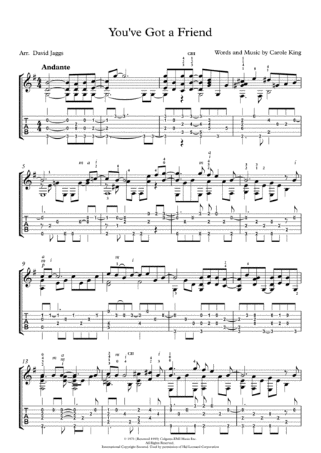 You Ve Got A Friend Including Tablature Sheet Music