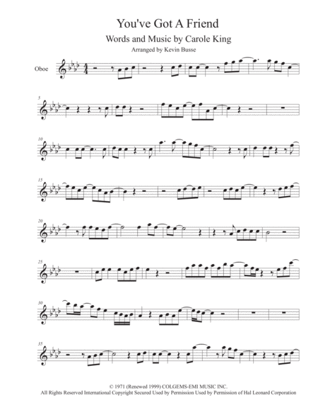 You Ve Got A Friend Oboe Sheet Music