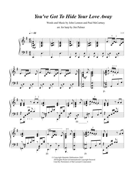 You Ve Got To Hide Your Love Away For Harp Sheet Music