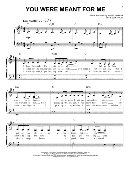 You Were Meant For Me Sheet Music