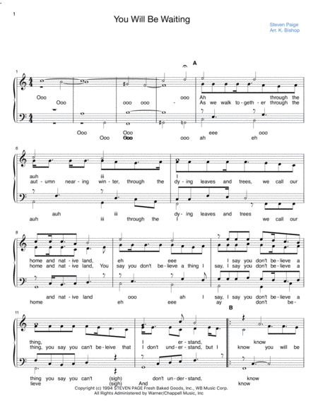 Free Sheet Music You Will Be Waiting Barenaked Ladies Four Part Acapella