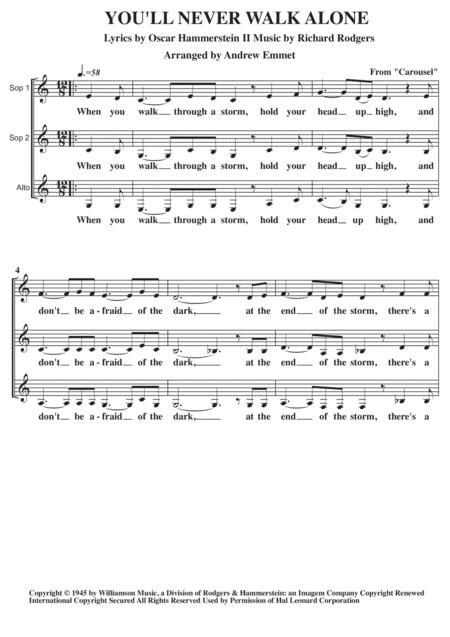 You Will Never Walk Alone A Cappella Ssa Sheet Music