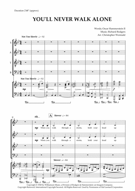 You Will Never Walk Alone Arr Christopher Wormald Sheet Music