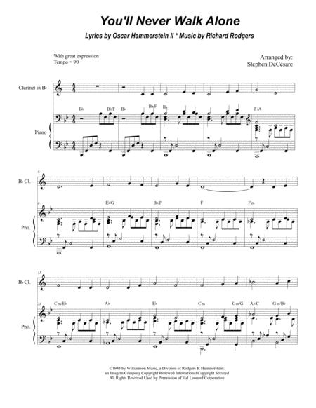 You Will Never Walk Alone For Bb Clarinet Solo And Piano Sheet Music