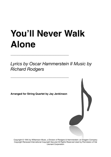 You Will Never Walk Alone For String Quartet Sheet Music