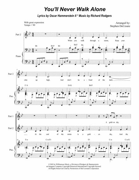 You Will Never Walk Alone For Unison 2 Part Treble Sheet Music