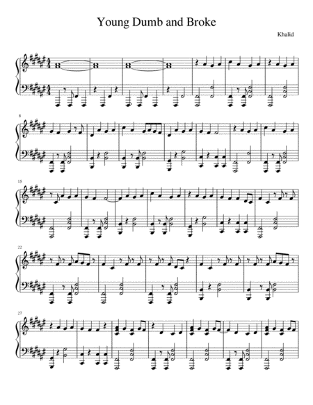 Free Sheet Music Young Dumb Broke