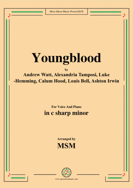 Youngblood In C Sharp Minor For Voice And Piano Sheet Music