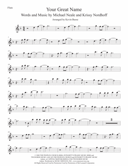 Your Great Name Flute Sheet Music