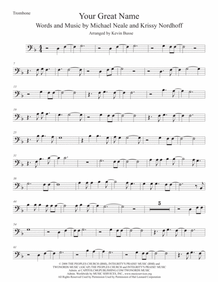 Your Great Name Trombone Sheet Music