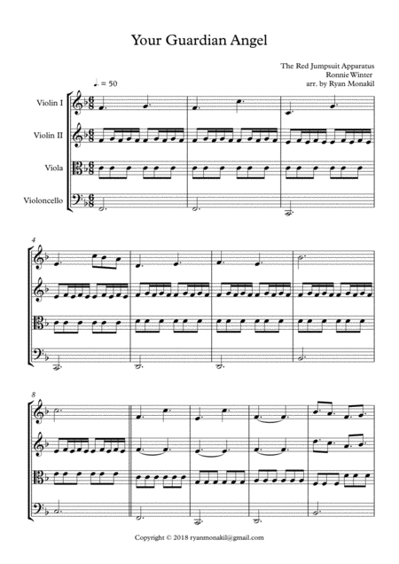 Your Guardian Angel String Quartet Sheet Music