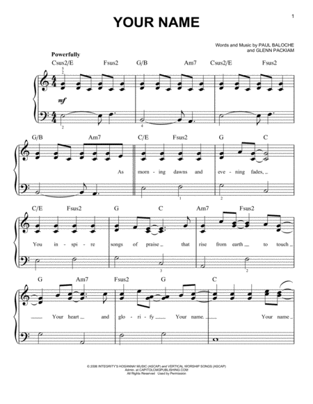 Free Sheet Music Your Name