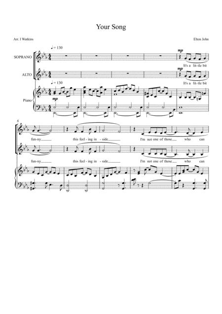 Your Song For Satb Choir And Piano Sheet Music