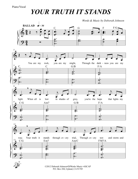 Free Sheet Music Your Truth It Stands
