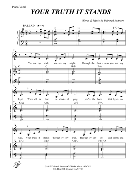 Your Truth It Stands Sheet Music