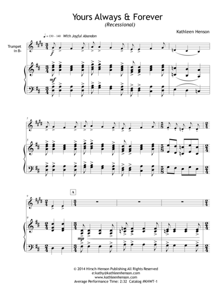 Yours Always Forever For Trumpet And Piano Sheet Music