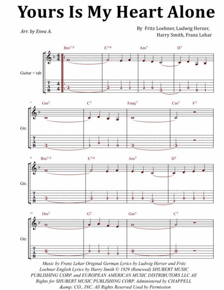 Free Sheet Music Yours Is My Heart Alone