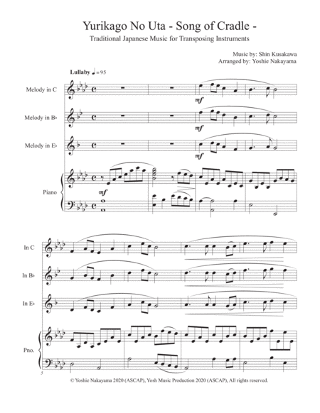 Yurikago No Uta Song Of Cradle Sheet Music