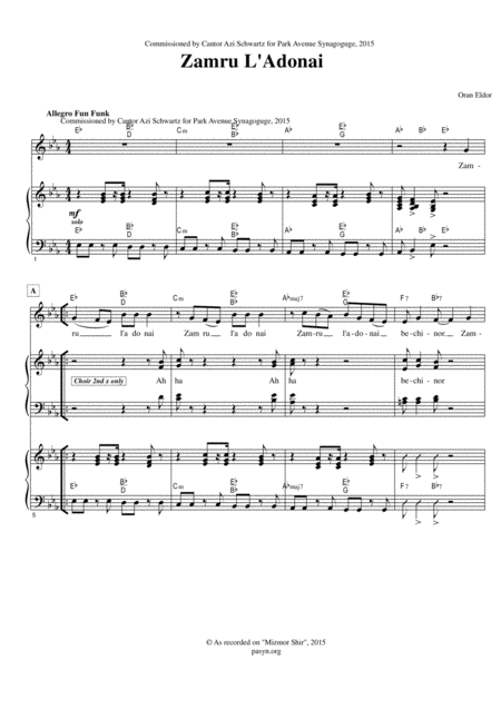 Free Sheet Music Zam Ru L Adonai