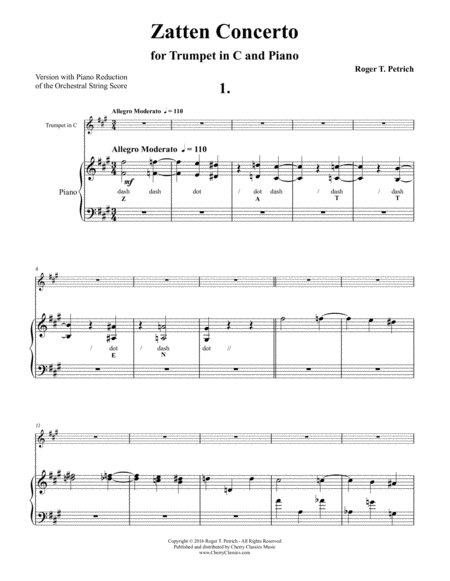 Free Sheet Music Zatten Concerto For Trumpet With Piano Accompaniment