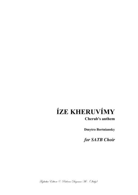 Free Sheet Music Ze Kheruvmy Cherubs Anthem Dmytro Bortniansky For Satb Choir