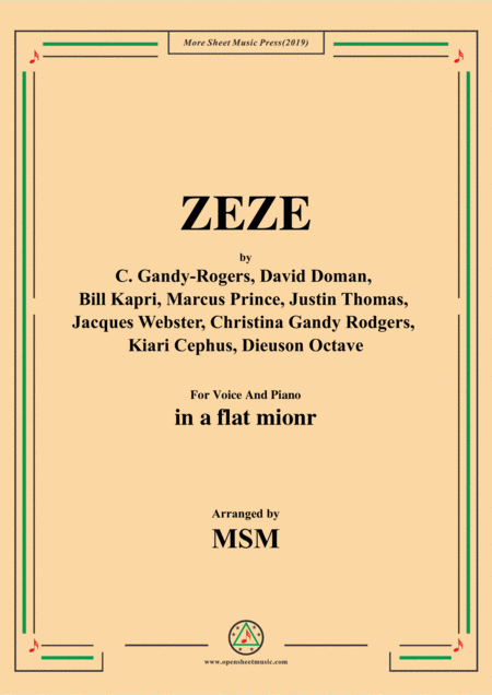 Zeze In A Flat Mionr For Voice And Piano Sheet Music