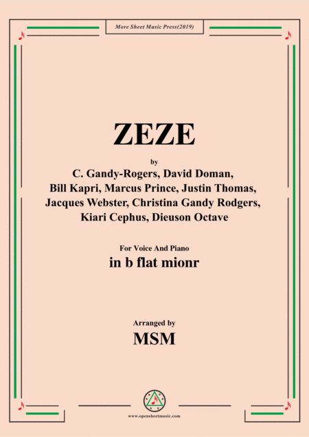 Zeze In B Flat Mionr For Voice And Piano Sheet Music