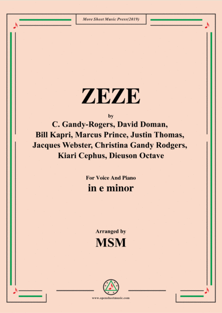 Free Sheet Music Zeze In E Minor For Voice And Piano