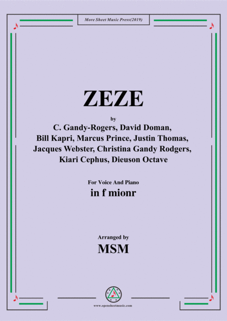 Free Sheet Music Zeze In F Mionr For Voice And Piano