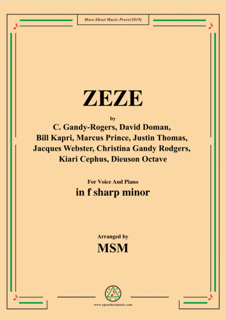 Zeze In F Sharp Mionr For Voice And Piano Sheet Music