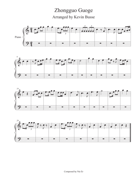 Free Sheet Music Zhongguo Guoge Piano