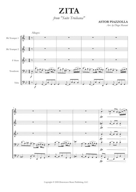 Zita For Brass Quintet Sheet Music