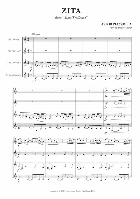 Zita For Clarinet Quartet Sheet Music