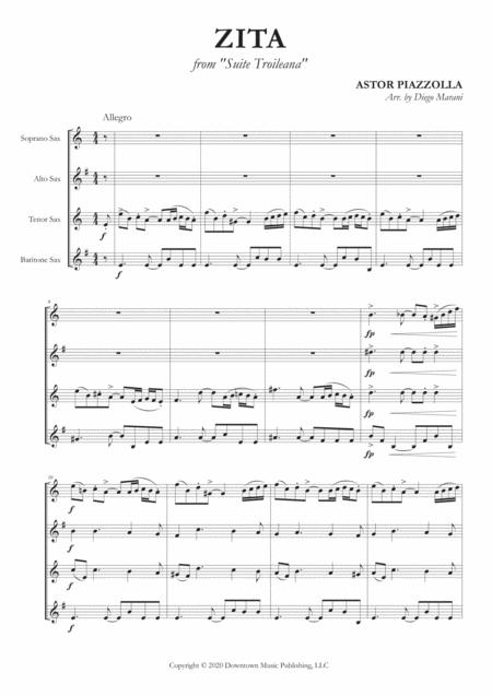 Zita For Saxophone Quartet Sheet Music