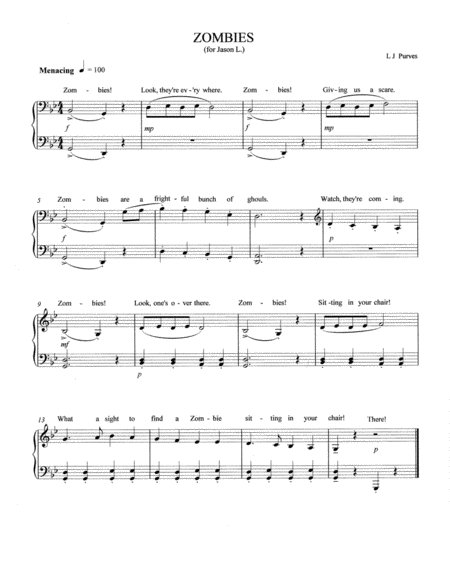 Zombies 2016 Easy Piano Contest Entry Sheet Music