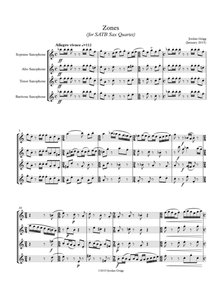 Free Sheet Music Zones For Satb Sax Quartet