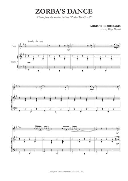 Zorba Dance For Flute And Piano Sheet Music