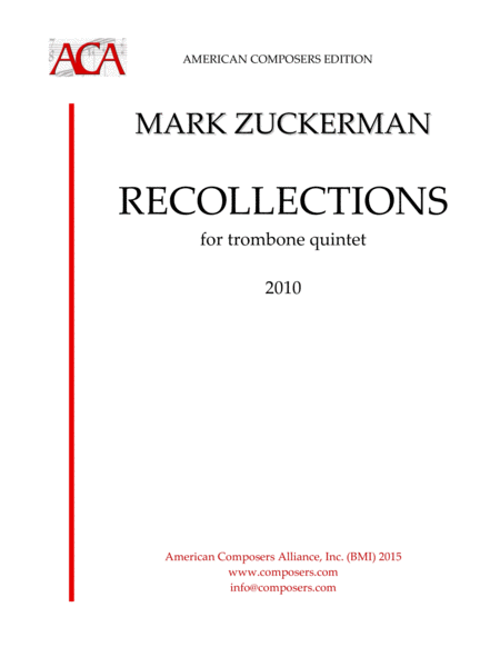 Zuckerman Recollections Sheet Music