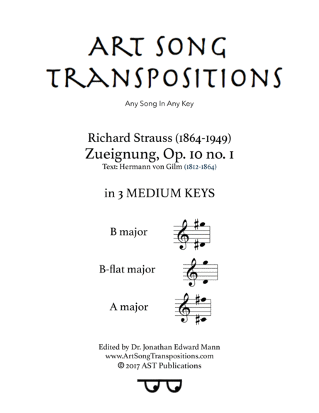 Zueignung Op 10 No 1 In 3 Medium Keys B B Flat A Major Sheet Music