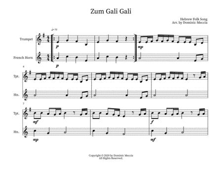 Free Sheet Music Zum Gali Gali Trumpet And French Horn Duet