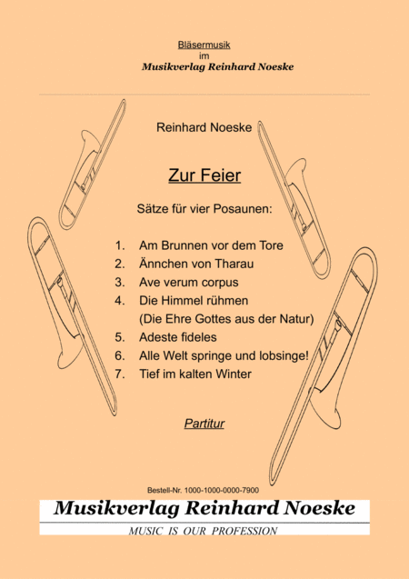 Free Sheet Music Zur Feier Stze Fr Vier Posaunen